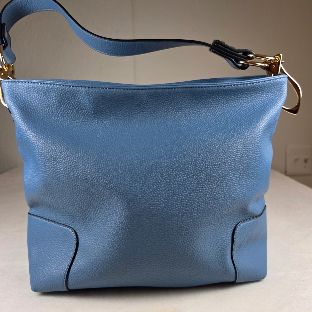 Montana West Hobo Bag Blue Pebbled Vegan Leather Gold Hardware Shoulder Bag
